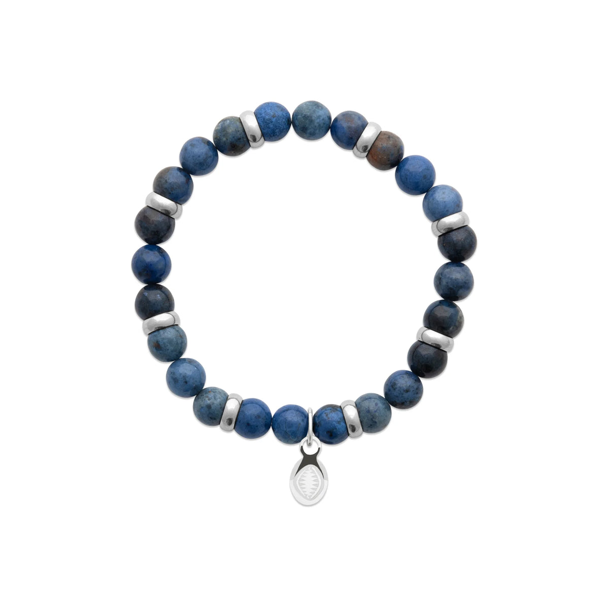 Bracelet perles de sodalite et acier homme