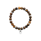 Bracelet perles d’œil-de-tigre et rondelles acier homme