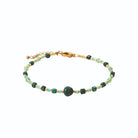 Bracelet perles et cubes de malachite en acier PVD doré