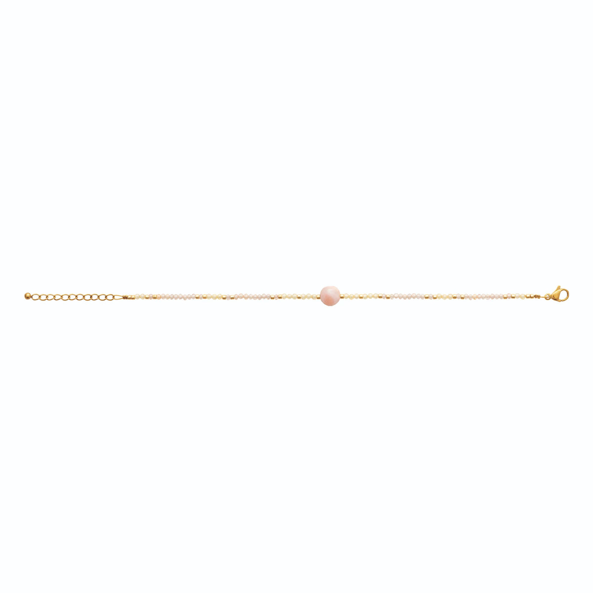 Bracelet perles fines et rhodonite en acier PVD doré