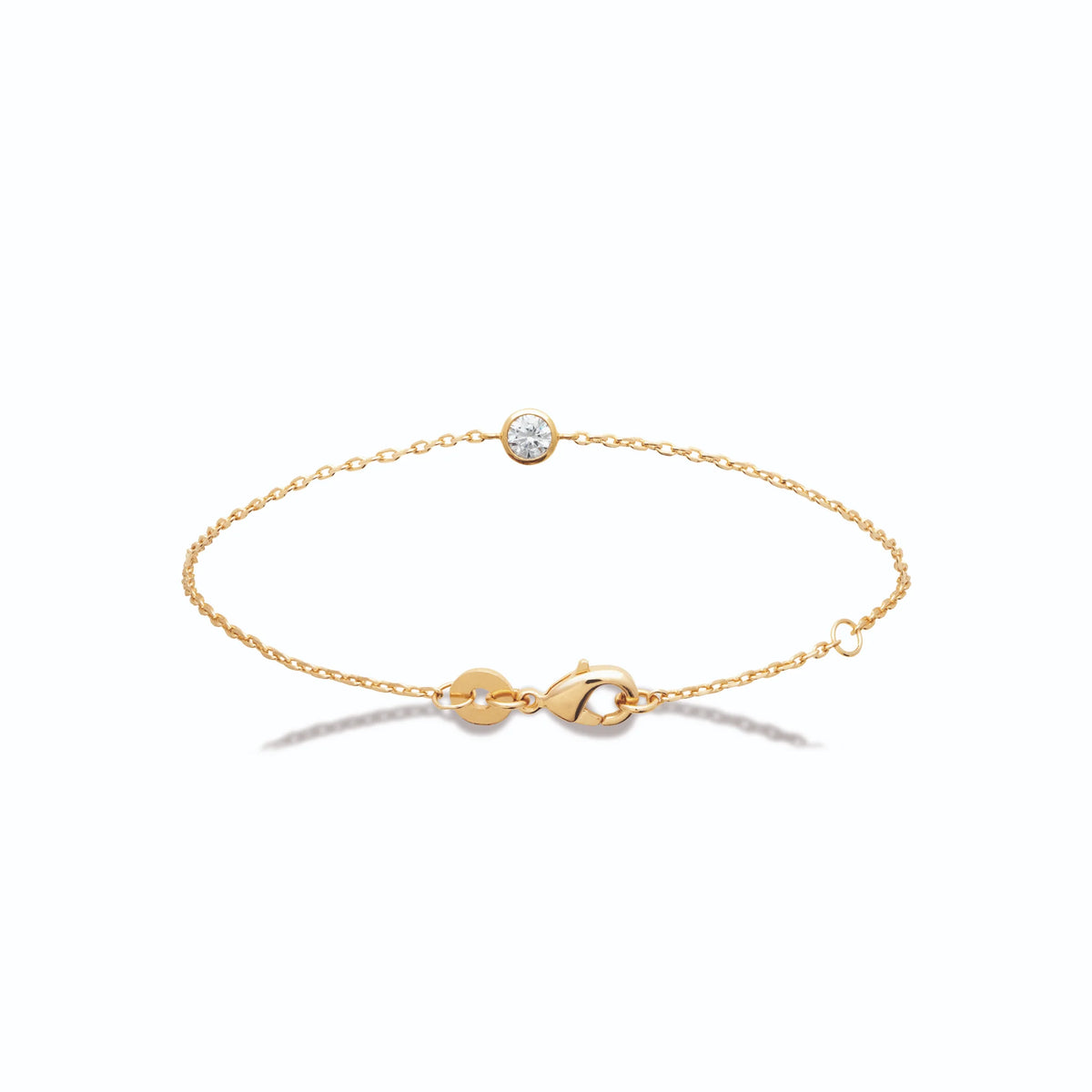 Bracelet petit rond de zircon serti clos en plaqué or