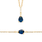 Bracelet pierre bleu profond taille poire en plaqué or