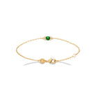Bracelet pierre verte ovale et pendeloque de zircon en plaqué or