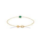 Bracelet pierre verte taille poire et halo de zircons en plaqué or