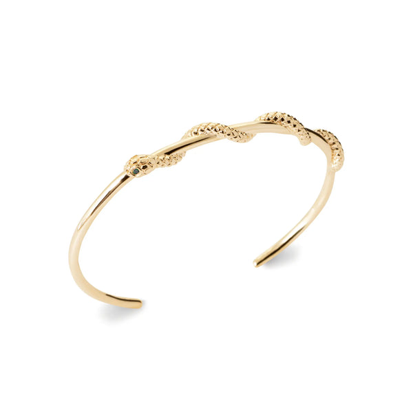 Bracelet plaqué or avec serpent enlacé