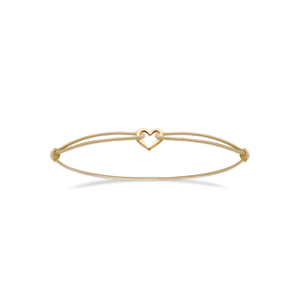 Bracelet Cordon “Cœur Doré” – Plaqué or 18 carats Beige