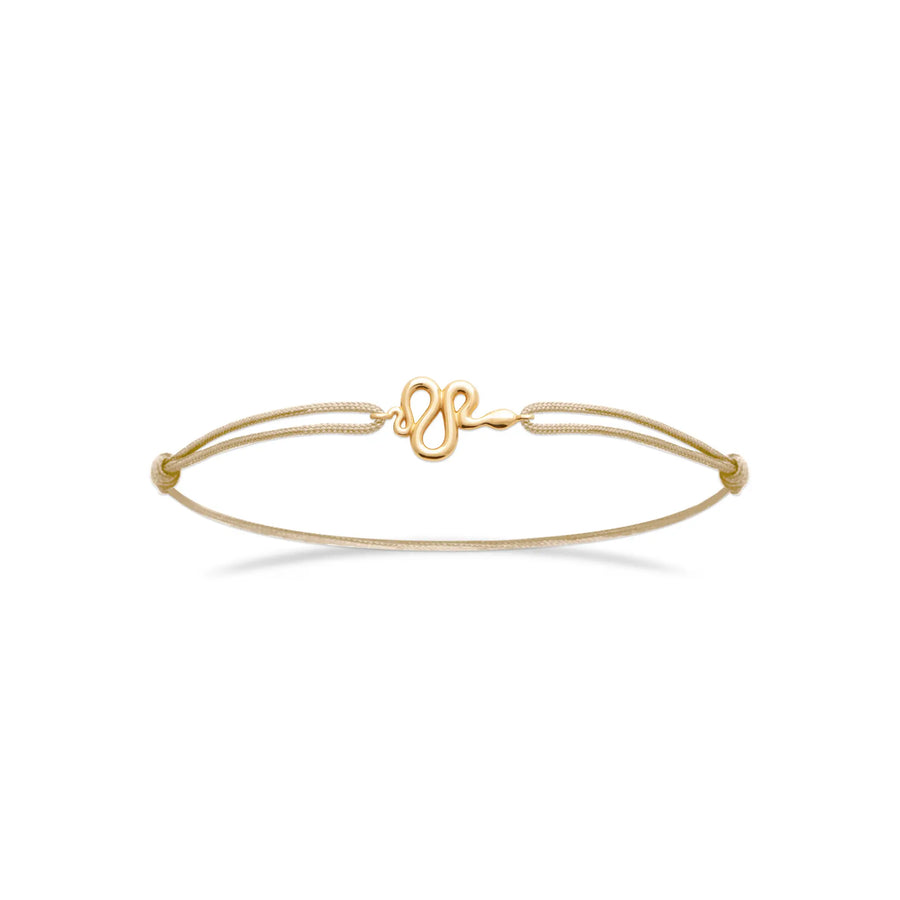 Bracelet cordon serpent en plaqué or, vue de face