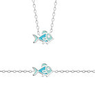 Bracelet poisson bleu enfant en argent 925 rhodié, 16 cm