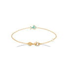 Bracelet poisson bleu enfant en plaqué or, 16 cm