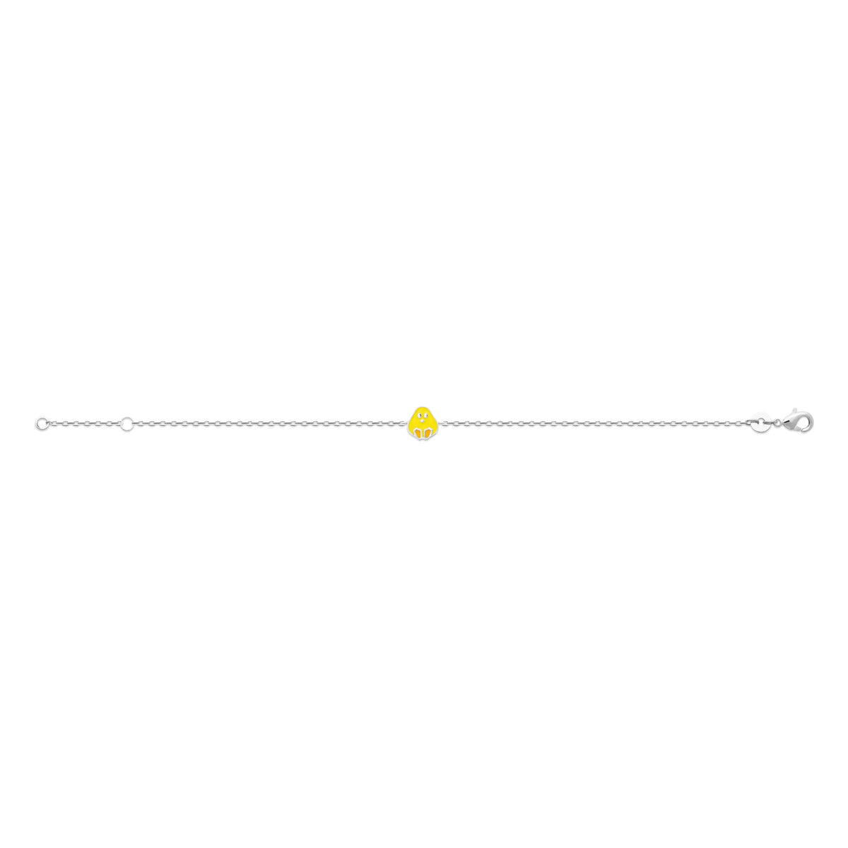Bracelet poussin jaune enfant en argent 925 rhodié, 16 cm
