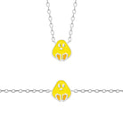 Bracelet poussin jaune enfant en argent 925 rhodié, 16 cm