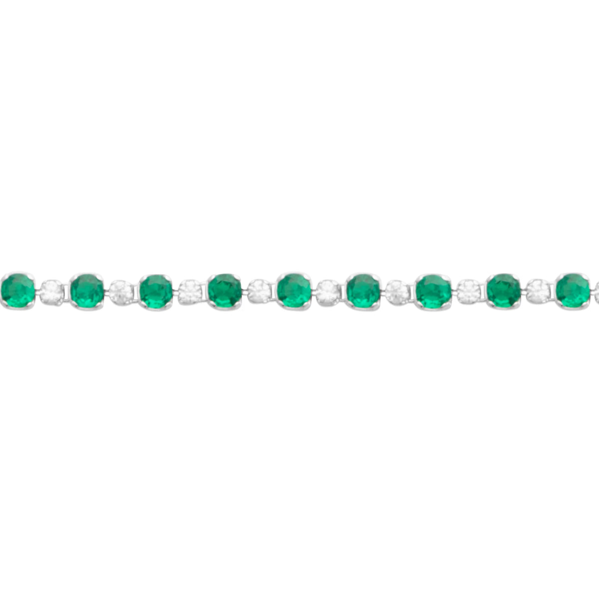 Bracelet rivière de pierres vertes et blanches en argent 925 rhodié