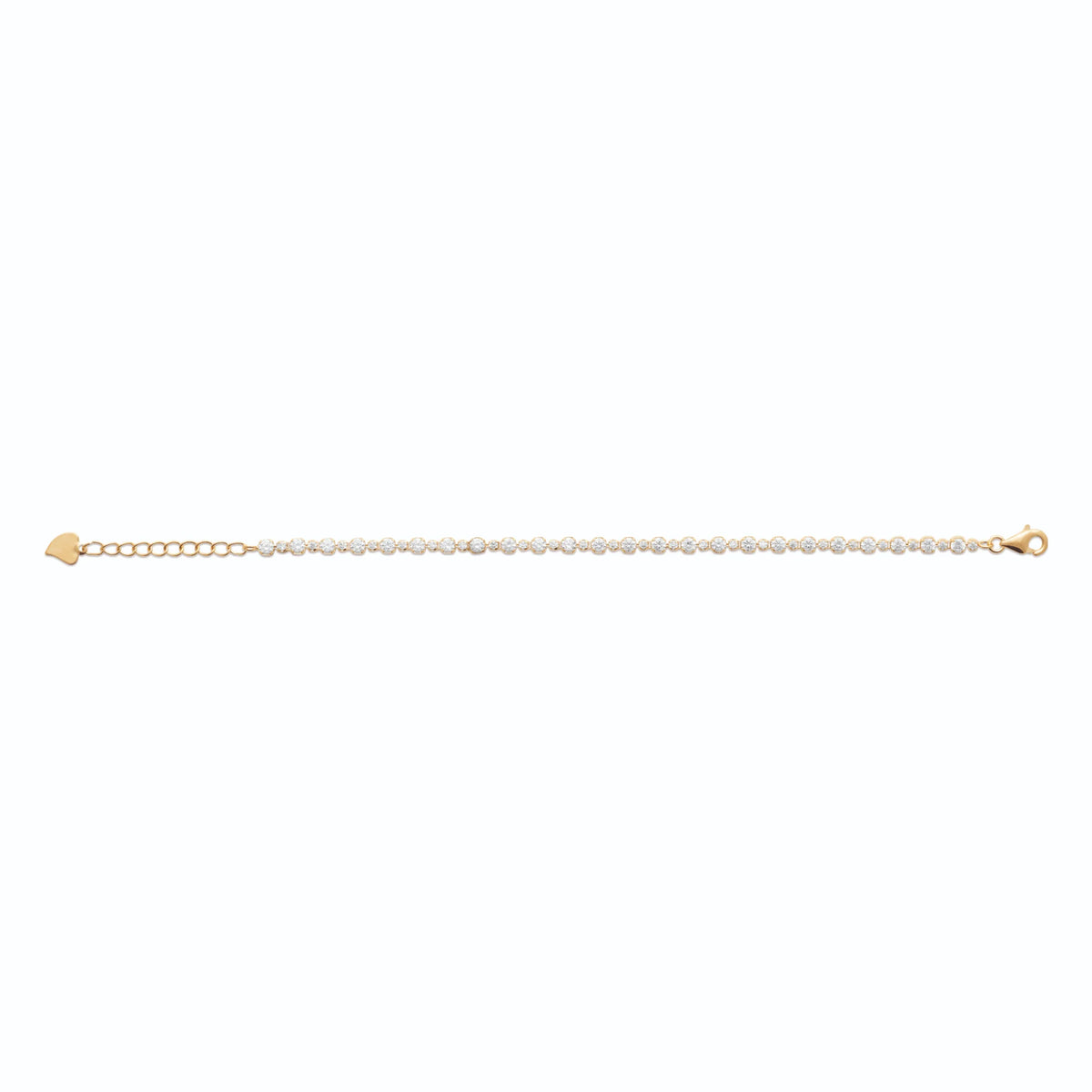 Bracelet rivière de zircons sertis clos en plaqué or