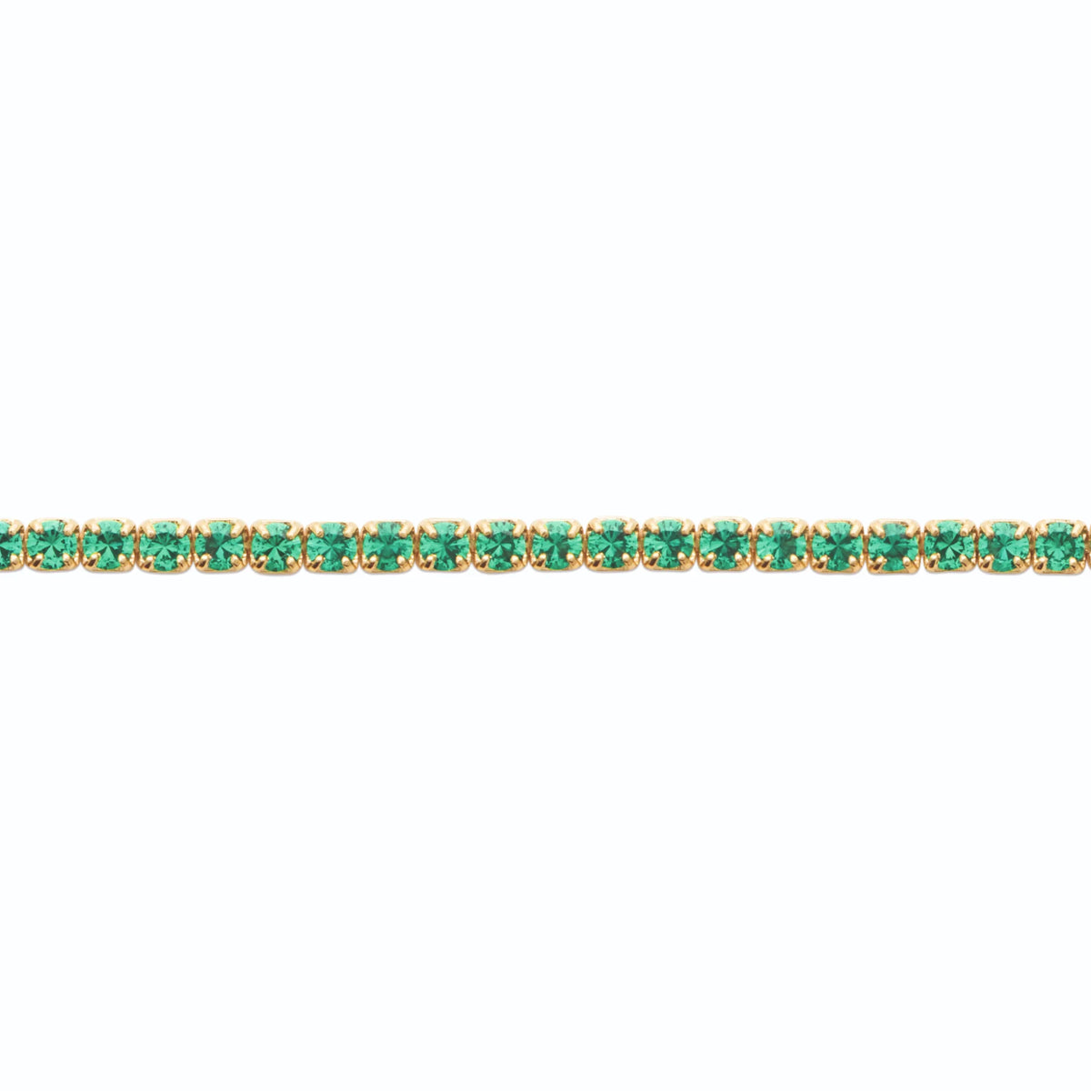 Bracelet rivière fine de pierres vertes en plaqué or