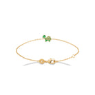 Bracelet tortue verte enfant en plaqué or, 16 cm