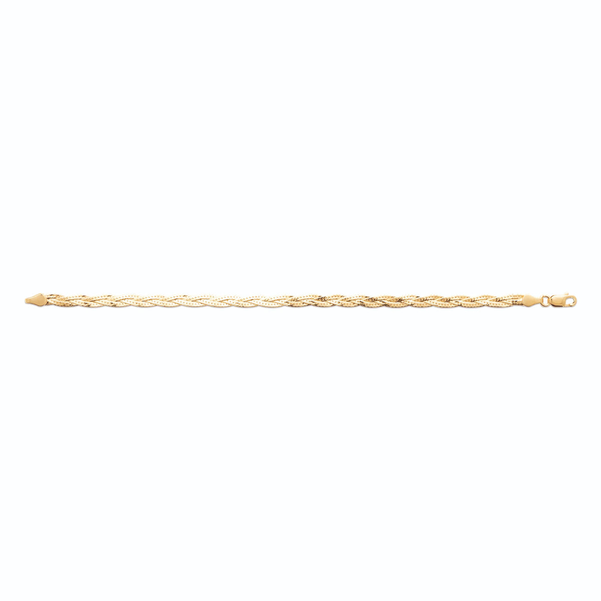 Bracelet tresse de mailles plates en plaqué or