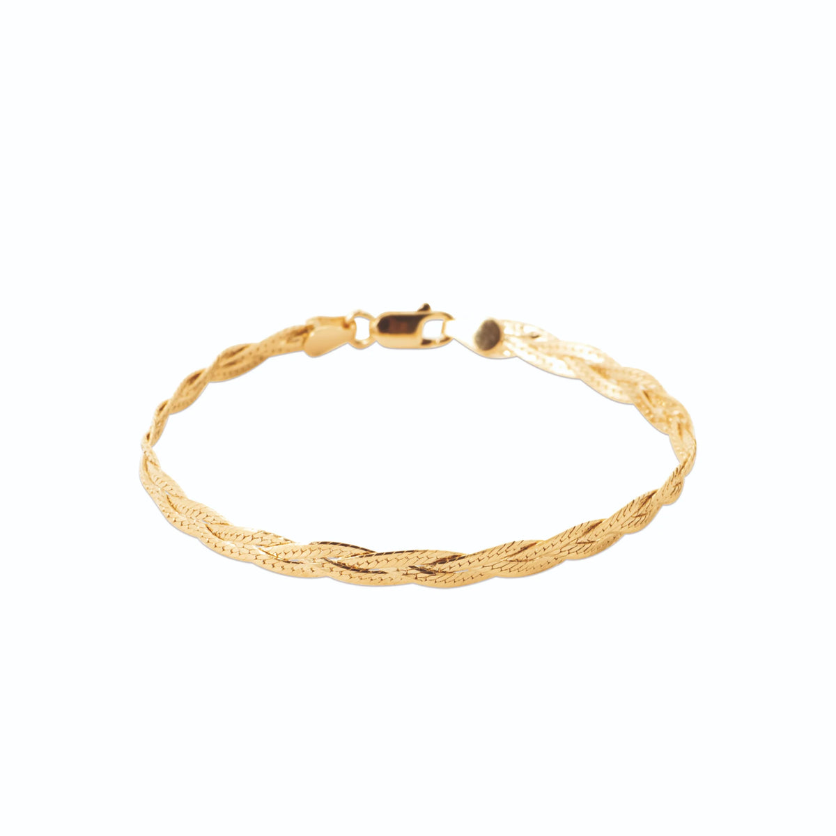 Bracelet tresse de mailles plates en plaqué or