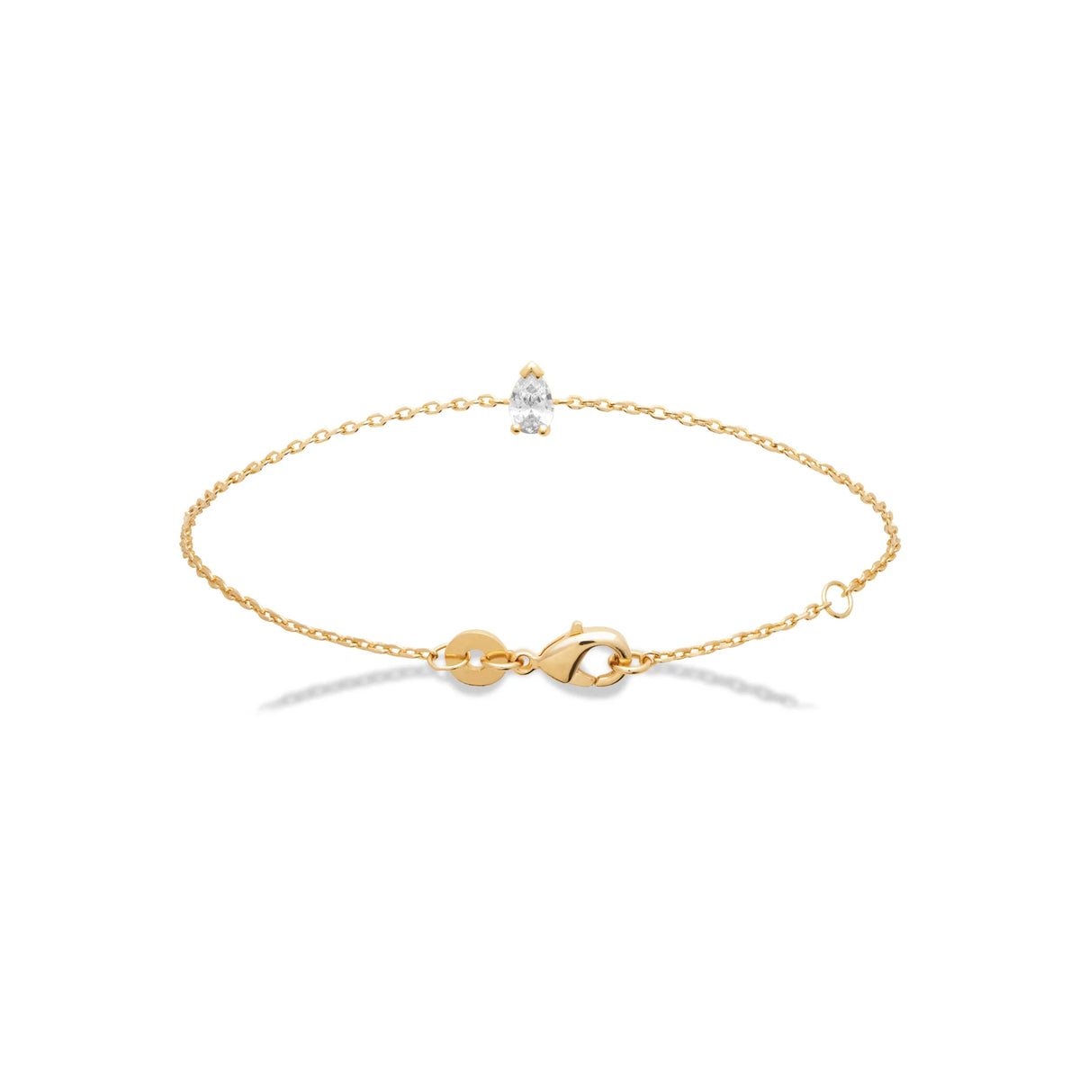 Bracelet zircon blanc taille poire en plaqué or