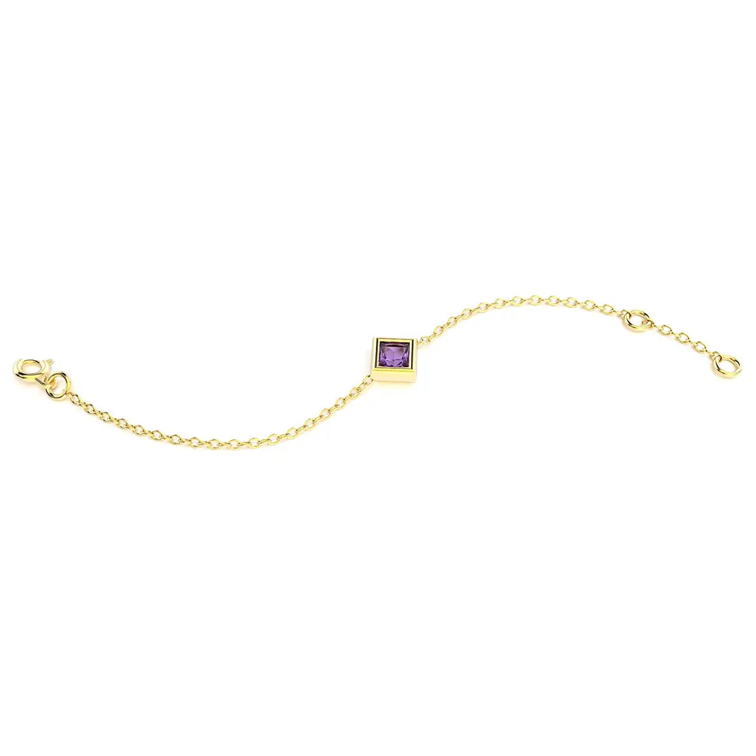 bracelet byzance pour femme forme carré en or jaune avec amethyste