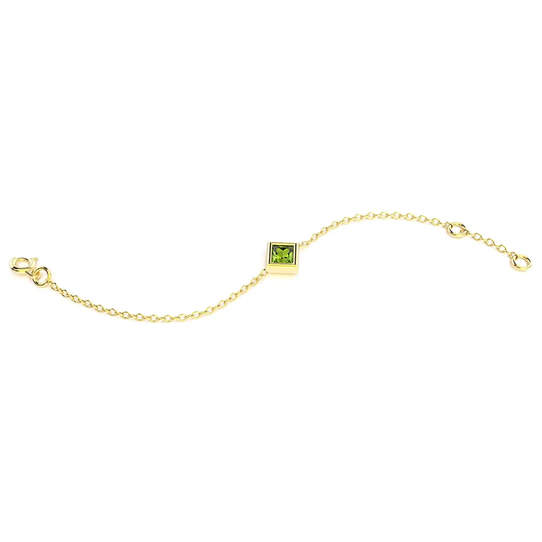 bracelet byzance pour femme forme carré en or jaune avec peridot