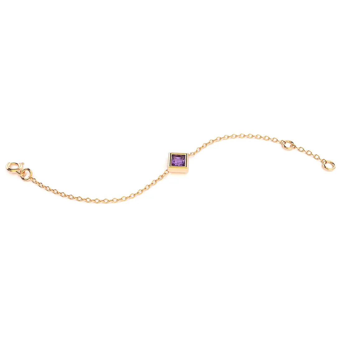 bracelet byzance pour femme forme carré en or rose avec amethyste