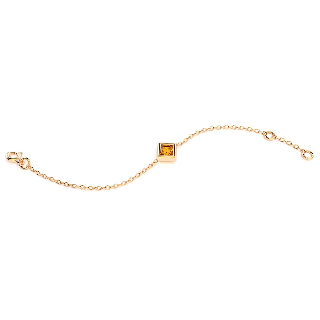 bracelet byzance pour femme forme carré en or rose avec citrine
