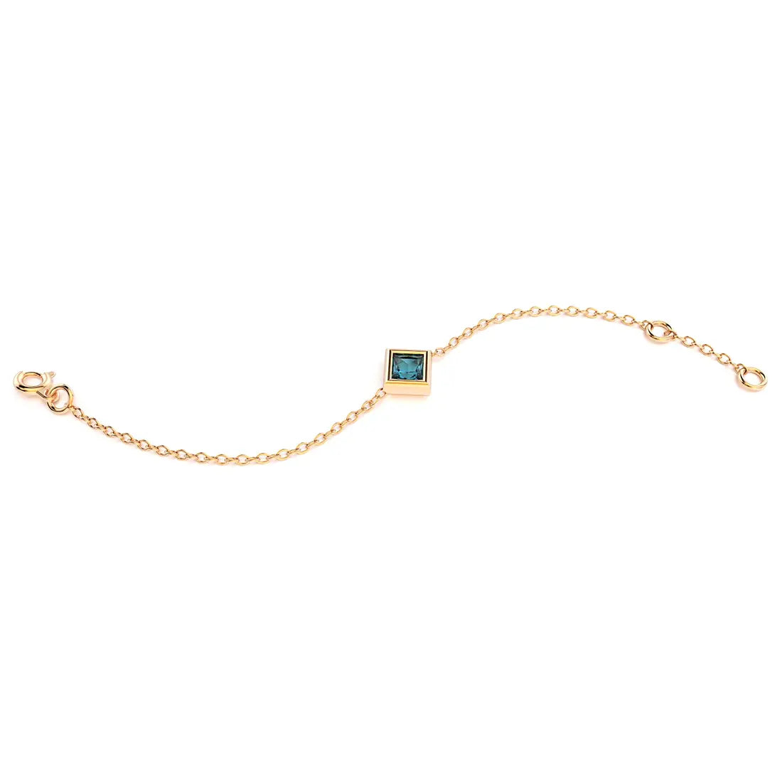 bracelet byzance pour femme forme carré en or rose avec topaze