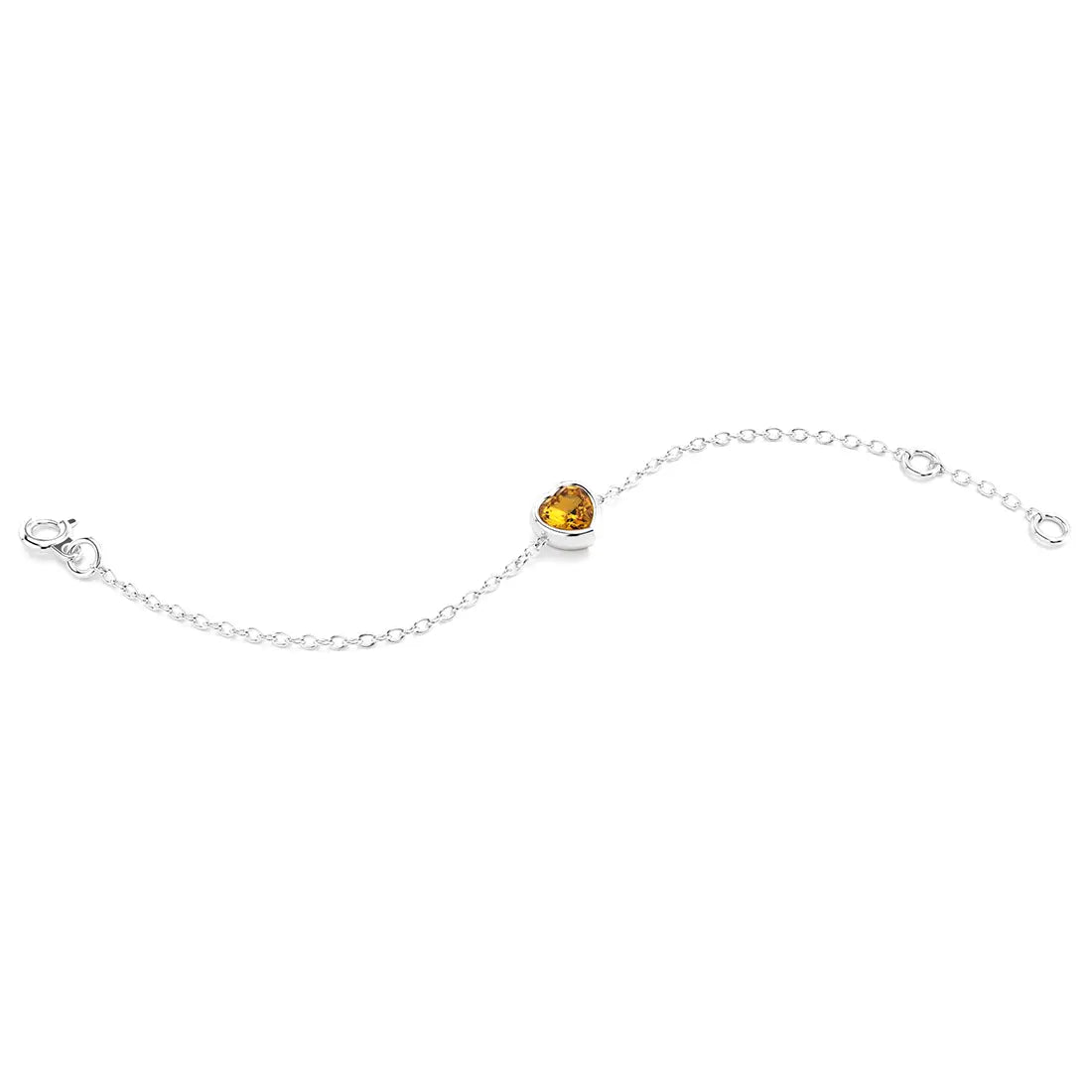 bracelet byzance pour femme forme coeur en argent avec citrine