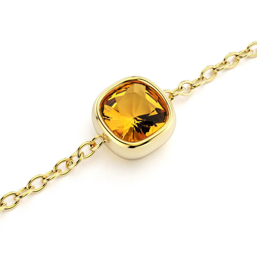 bracelet byzance pour femme forme coussin en or jaune avec citrine