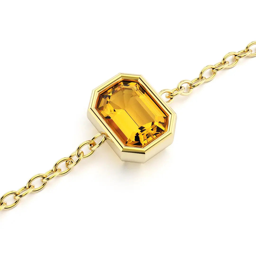 bracelet byzance pour femme forme emeraude en or jaune avec citrine