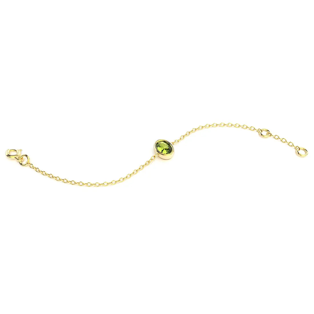 bracelet byzance pour femme forme ovale en or jaune et peridot