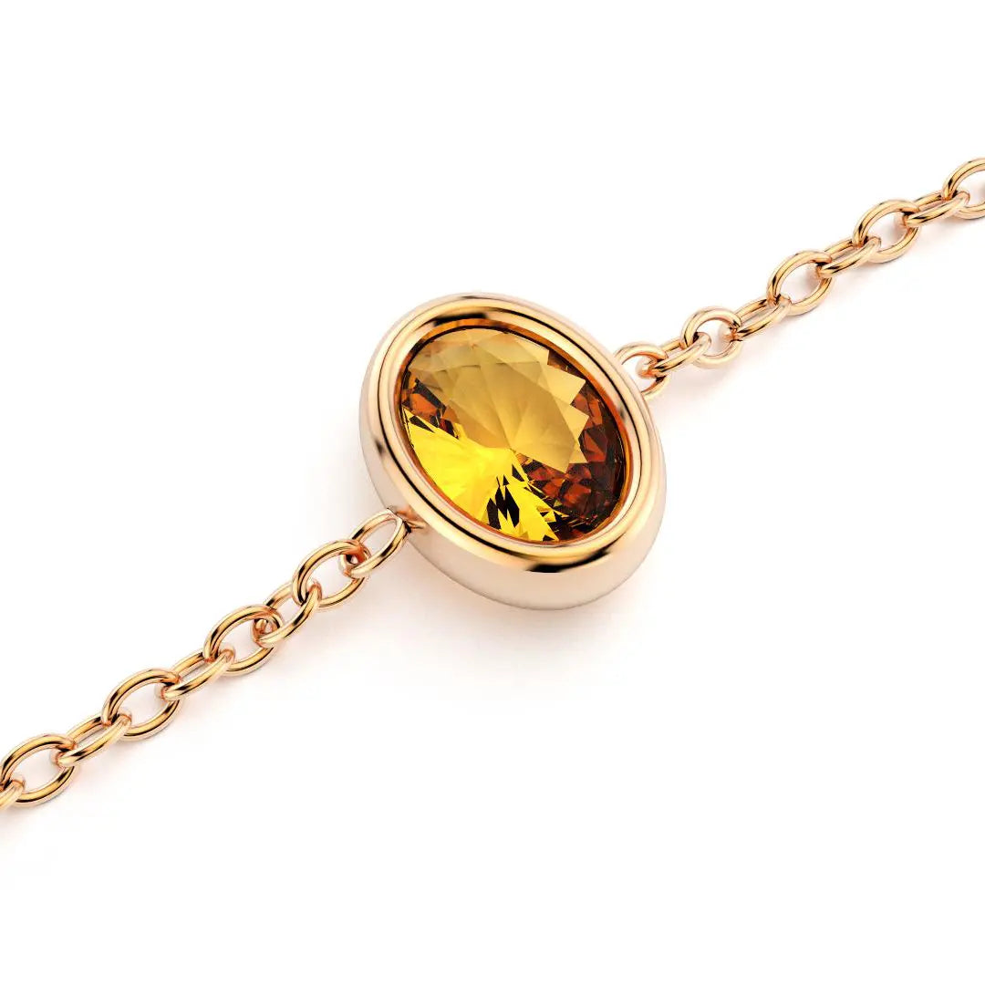 Bracelet Byzance en or rose 18 carats avec une citrine ovale