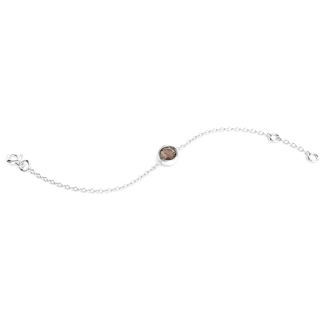 bracelet byzance pour femme forme ronde en argent avec quartz fume