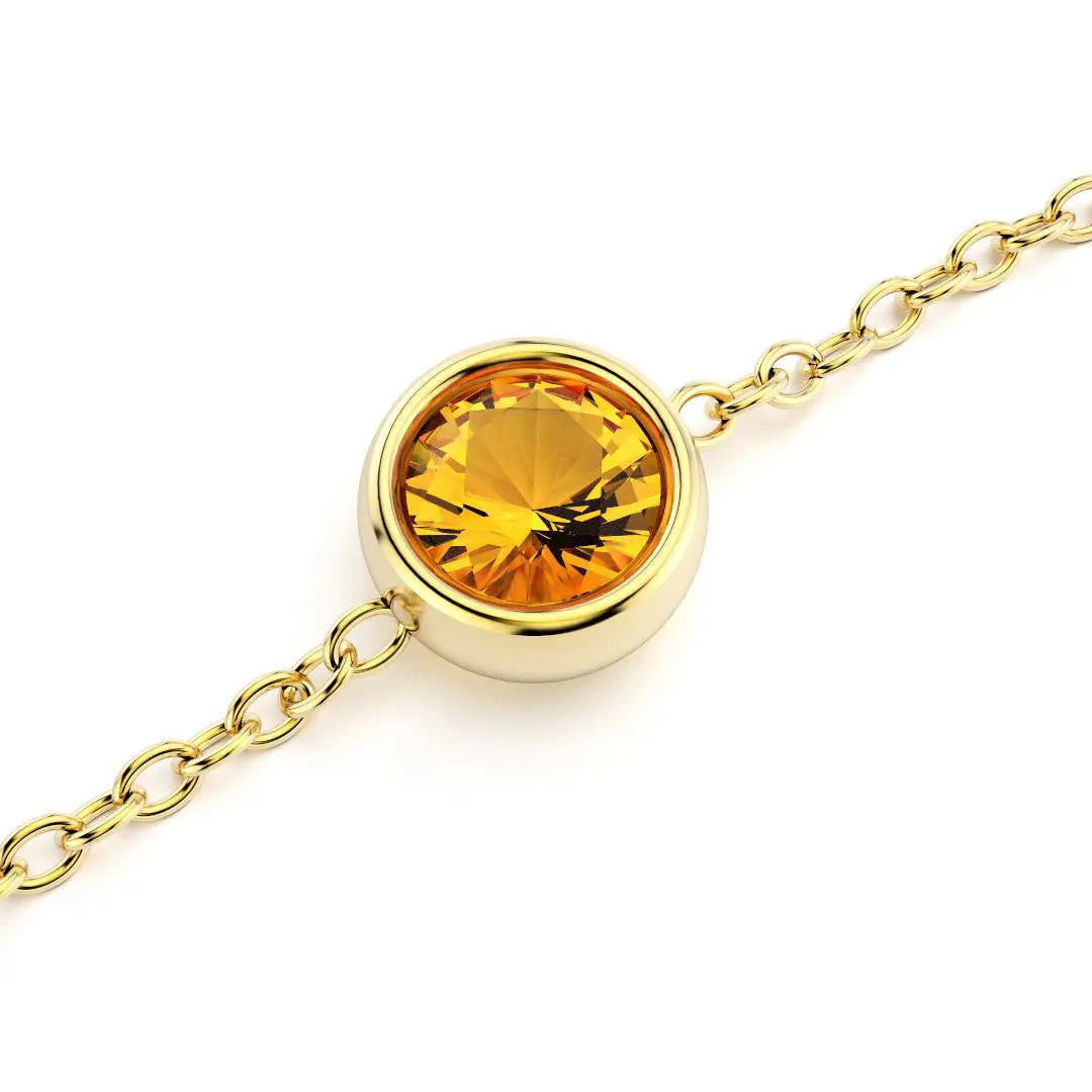 bracelet byzance pour femme forme ronde en or jaune avec citrine