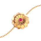 Bracelet Paquerette femme en or rose avec pierre semi-précieuse rubis