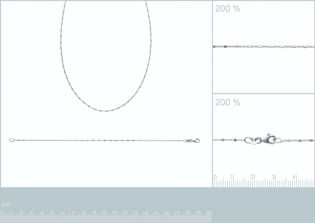 Chaîne fine à rondelles en argent 925 rhodié, avec une réglette de taille