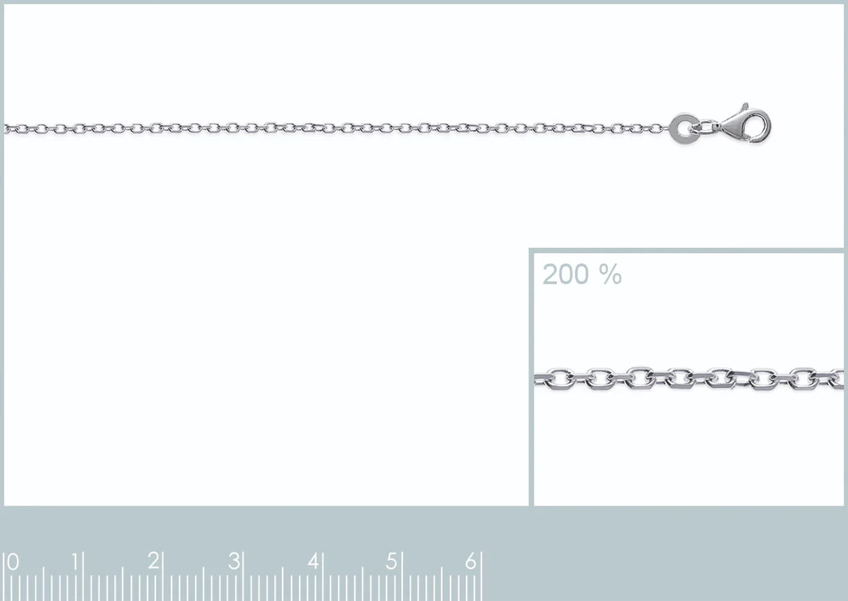 Chaîne maille forçat 1,3 mm en argent 925 rhodié