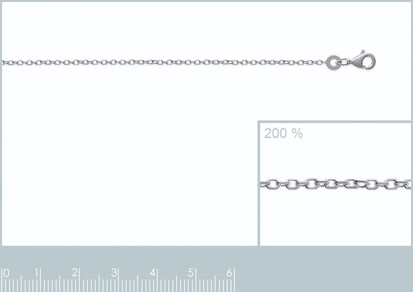 Chaîne maille forçat 1,3 mm en argent 925 rhodié