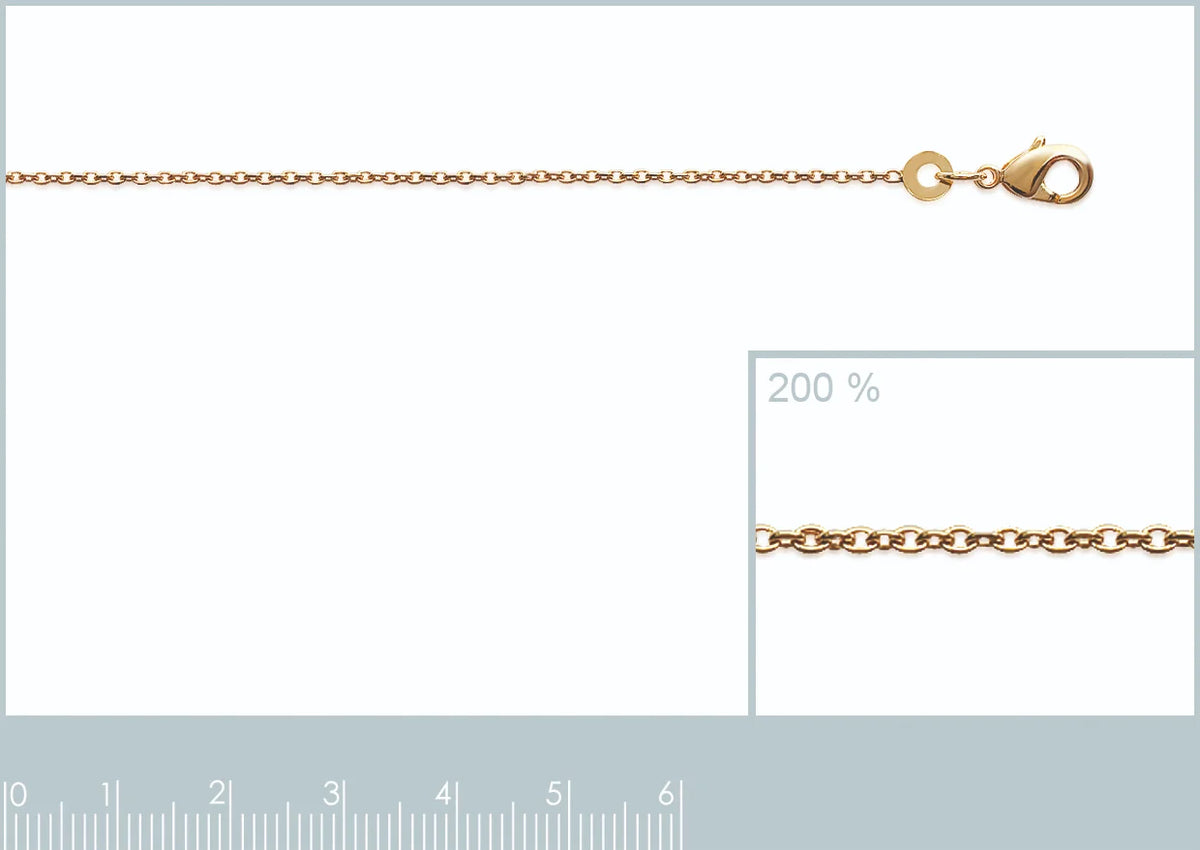 Chaîne maille forçat 1,3 mm en plaqué or, détail de la maille