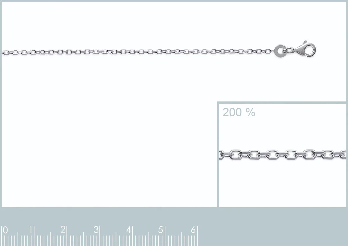 Chaîne maille forçat 1,45 mm en argent 925 rhodié