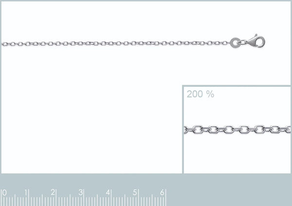 Chaîne maille forçat 1,45 mm en argent 925 rhodié
