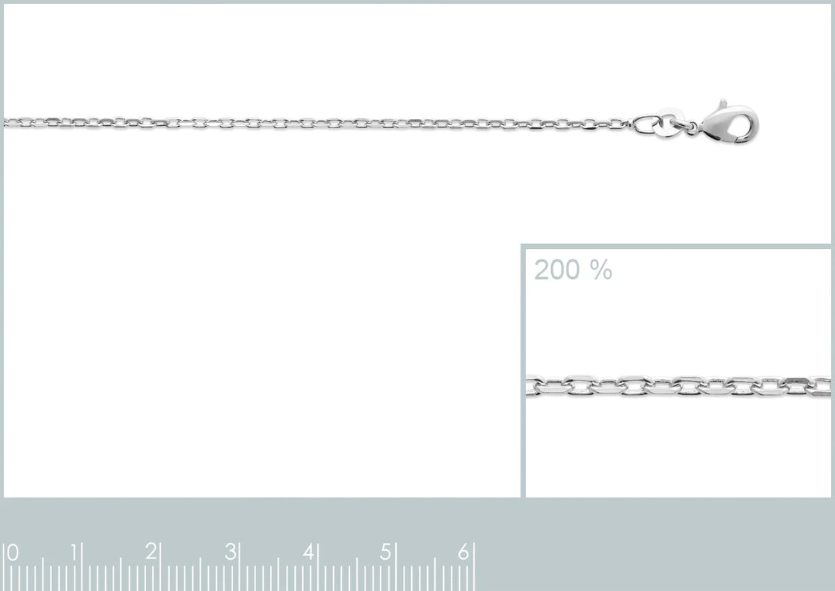 Chaîne maille forçat 1,6 mm en argent 925 rhodié
