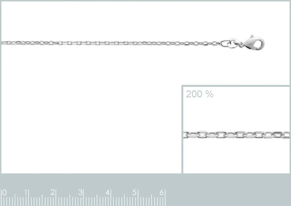 Chaîne maille forçat 1,6 mm en argent 925 rhodié