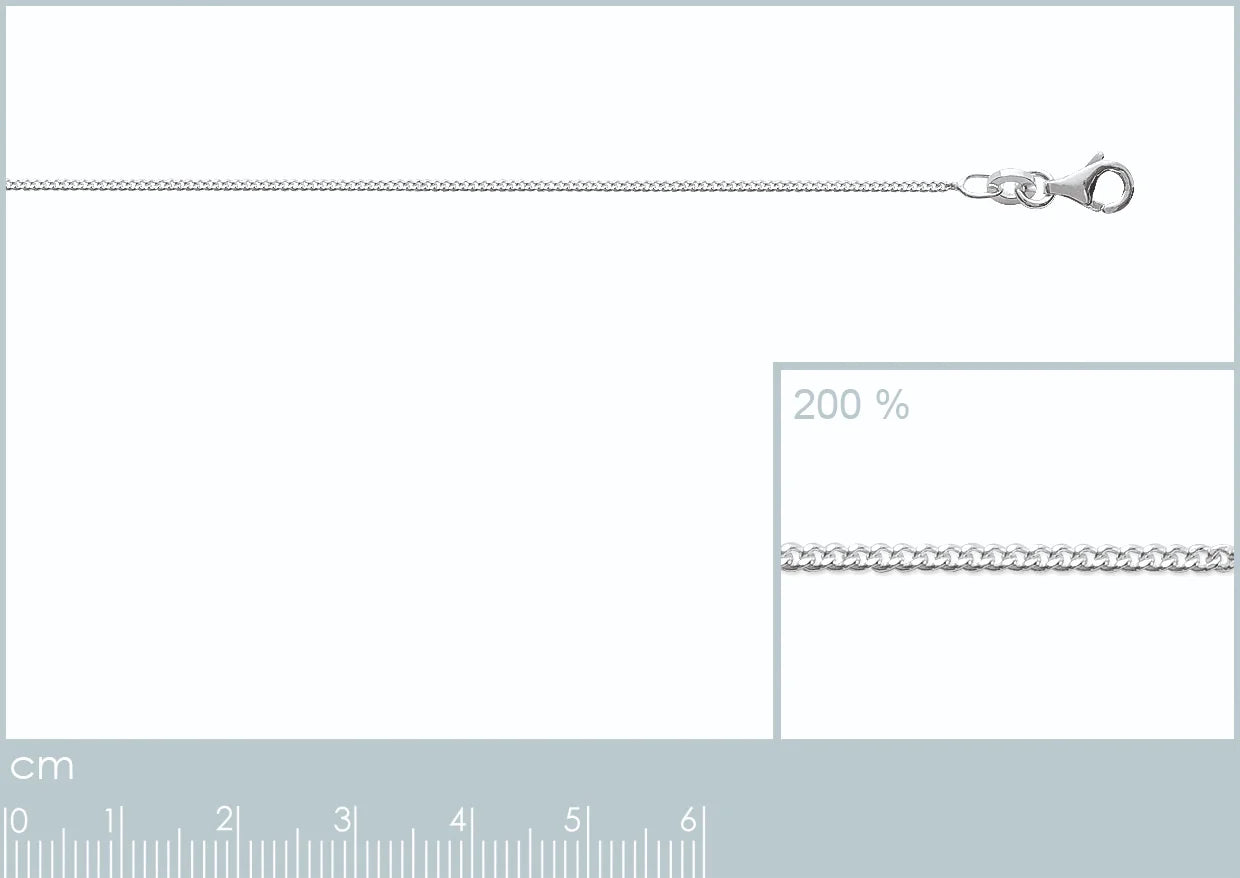 Chaîne maille gourmette 1,1 mm en argent 925 rhodié