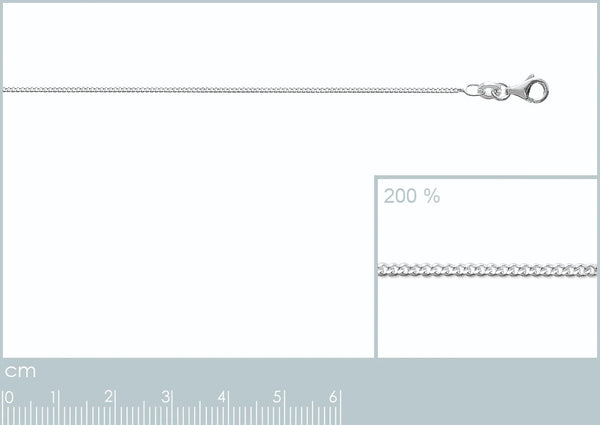 Chaîne maille gourmette 1,1 mm en argent 925 rhodié