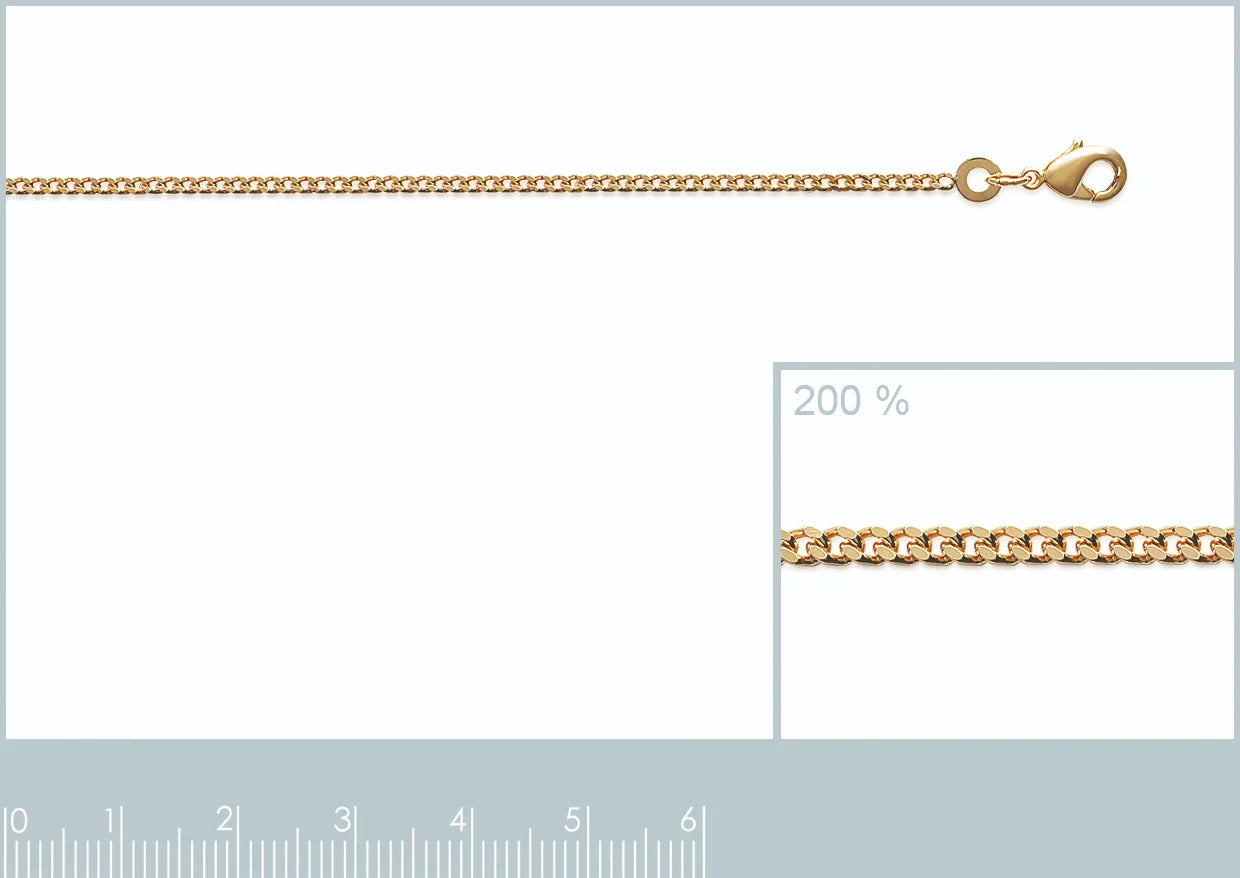 Chaîne maille gourmette 1,8 mm en plaqué or, détail de la maille