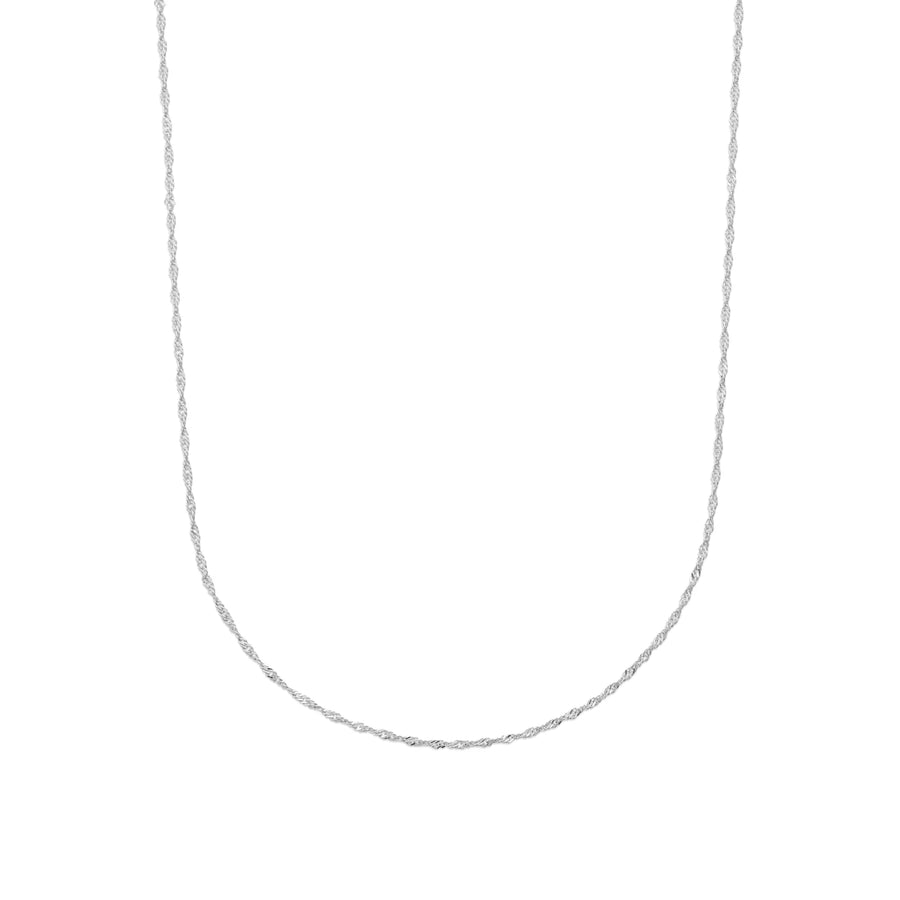 Chaîne maille Singapour 1,9 mm en argent 925 rhodié, vue de face