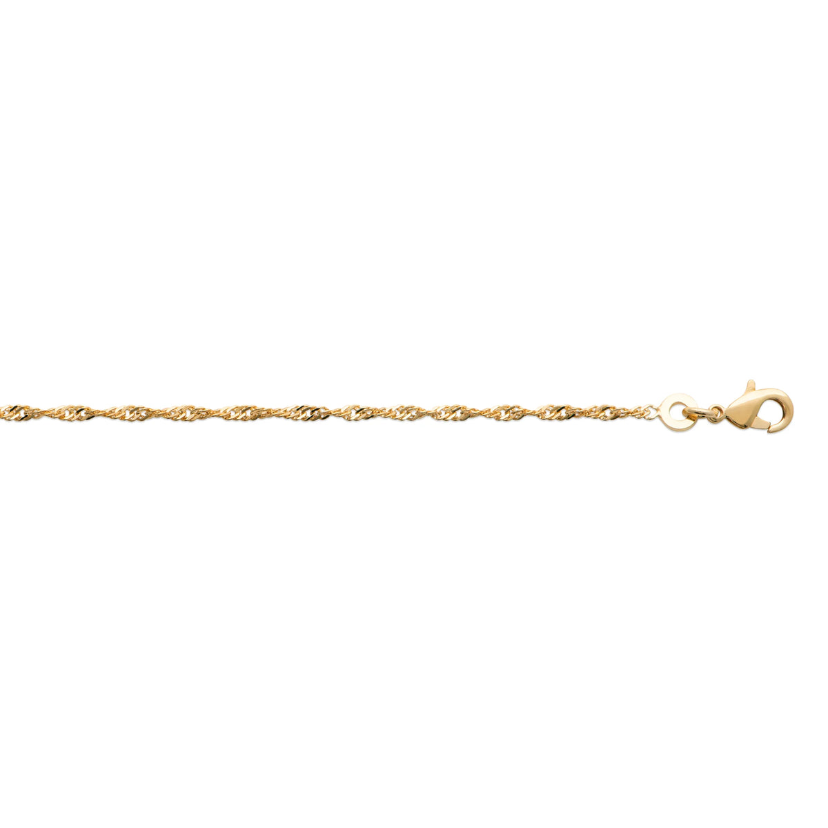 Chaîne maille Singapour en plaqué or 45 cm, détail du fermoir et de la maille