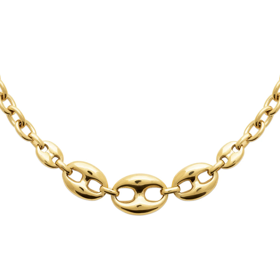 Collier Maillons Dégradés en PVD Doré (50 cm), porté