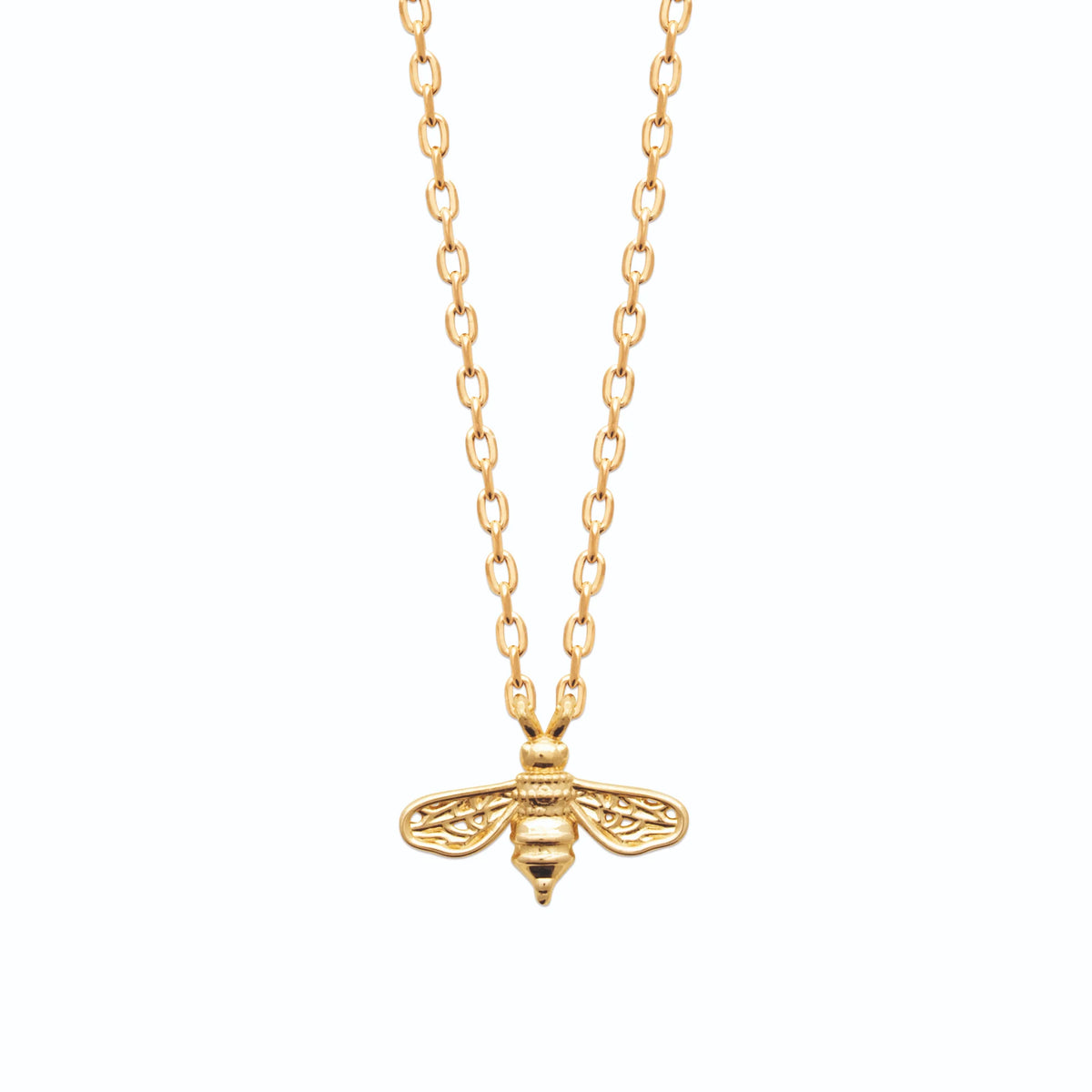 Collier abeille aux ailes ajourées en plaqué or
